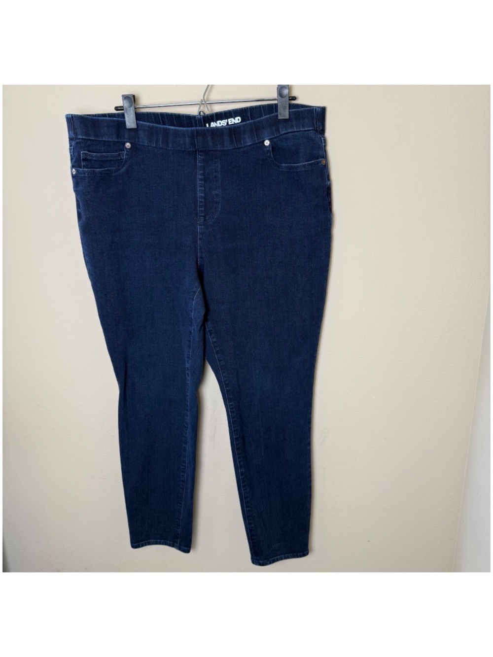 Lands End Pull On Jeggings Jeans Womens 18P Petite Dark Wash Denim Legging Pants